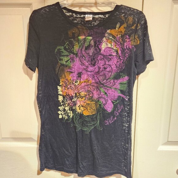 Short Sleeve Graphic Tee Shirt *SHEER* Willow Valley - Picture 1 of 11